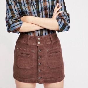 we the free people brown corduroy button down mini skirt.